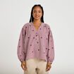 Blouse vichy brod&eacute;e rouge femme
