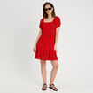 Robe évasée manches courtes rouge femme