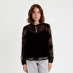 Blouse dentelle manches longues noir femme