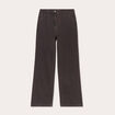 Jeans wide leg taille haute marron fonc&eacute; femme
