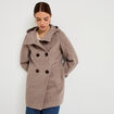 manteau ajust&eacute; 3/4 &agrave; capuche taupe femme