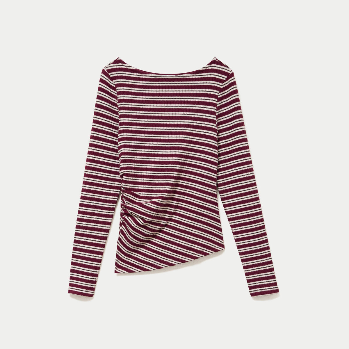 Top ajust&eacute; manches longues col rond rouge femme