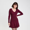 Robe tricot patineuse c&ocirc;tel&eacute;e bordeaux femme