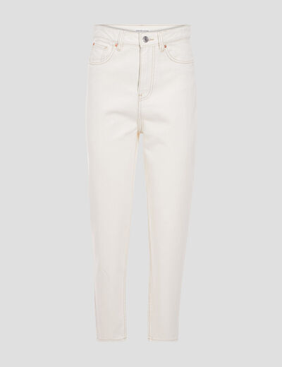 Jeans mom taille haute ecru femme