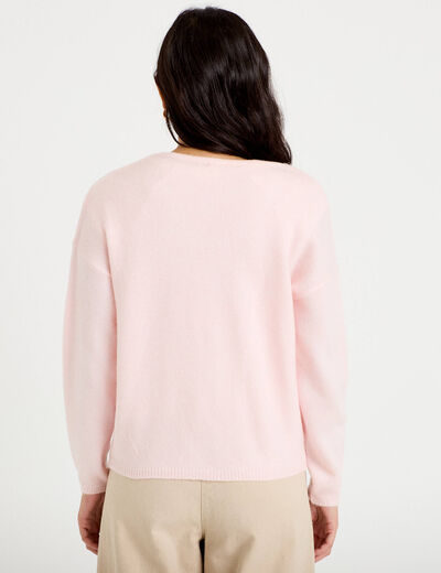 Gilet boutonn&eacute; avec col en V rose clair femme