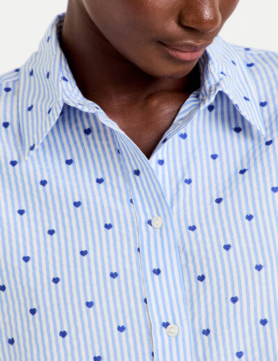 Chemise oversize manches longues bleu femme