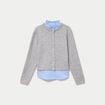 Gilet 2-en-1 col chemise manches longues gris clair femme