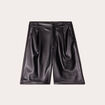 Bermuda droit simili cuir noir femme