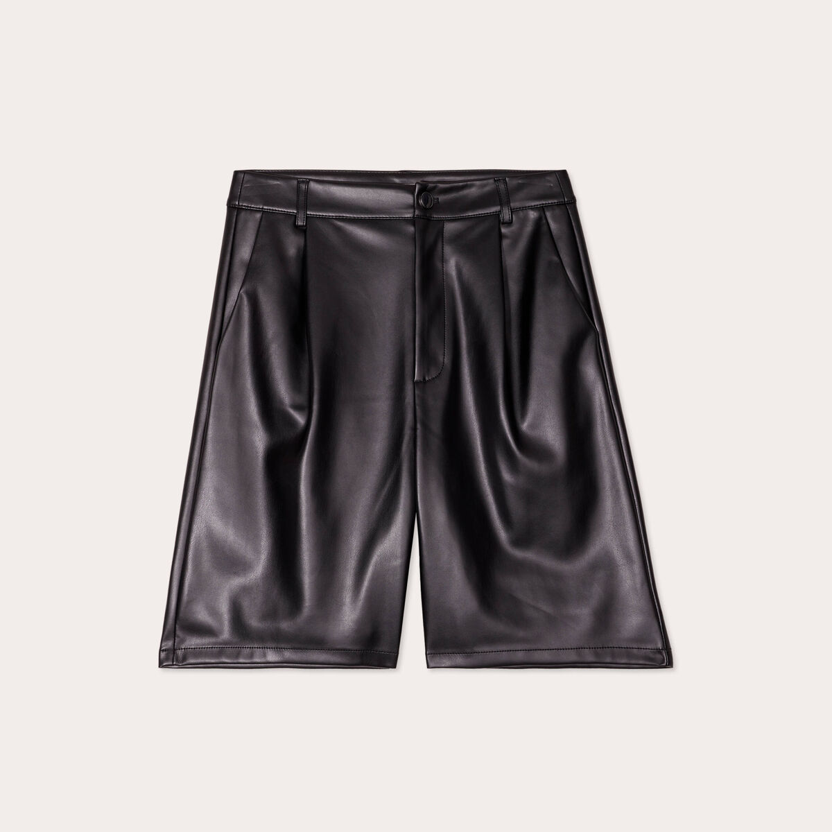 Bermuda droit simili cuir noir femme
