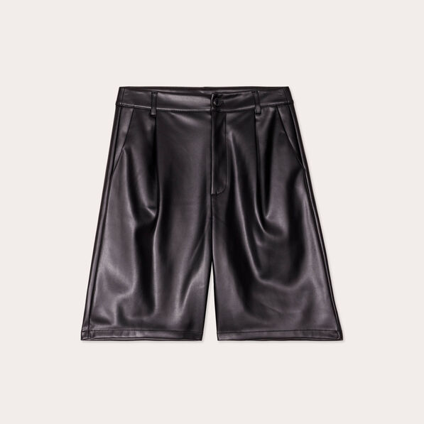 Bermuda droit simili cuir noir femme