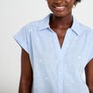 Blouse droite sans manches col rond blanc femme