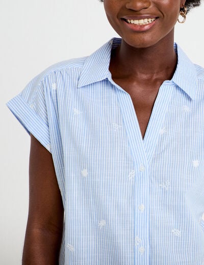 Blouse droite sans manches col rond blanc femme
