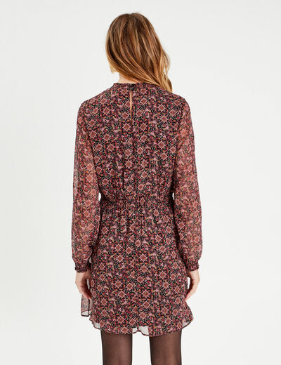 Robe évasée taille smockée rose femme