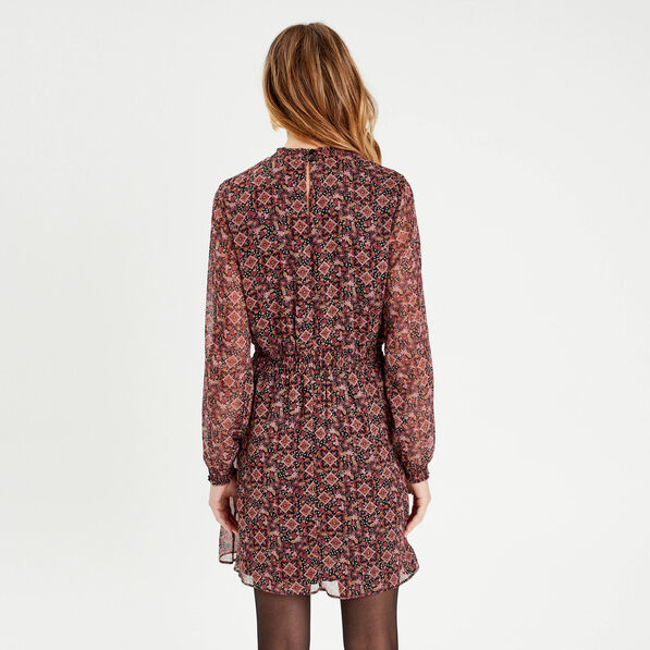 Robe évasée taille smockée rose femme