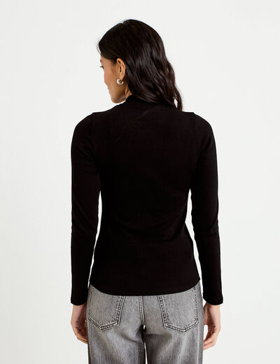 T-shirt ajust&eacute; manches longues noir femme