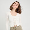 Gilet noeuds devant ecru femme