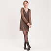 Robe droite plissée noir femme