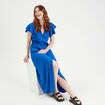 Robe longue portefeuille bleu electrique femme