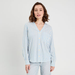 chemise manches longues contenant du lin bleu femme Chemise manches longues contenant du lin bleu femme