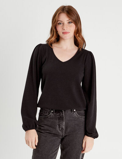 Pull dos en dentelle noir femme