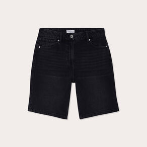 Bermuda large en jean denim noir femme