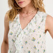 Blouse volants sans manches blanc femme
