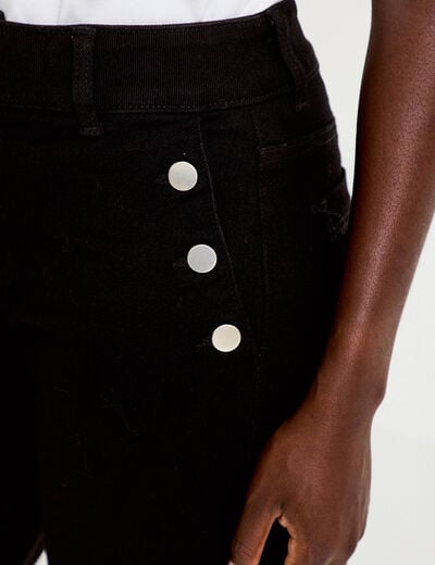 Jean wide leg cropped taille haute denim noir femme