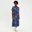 Robe longue col chemise bleu marine femme