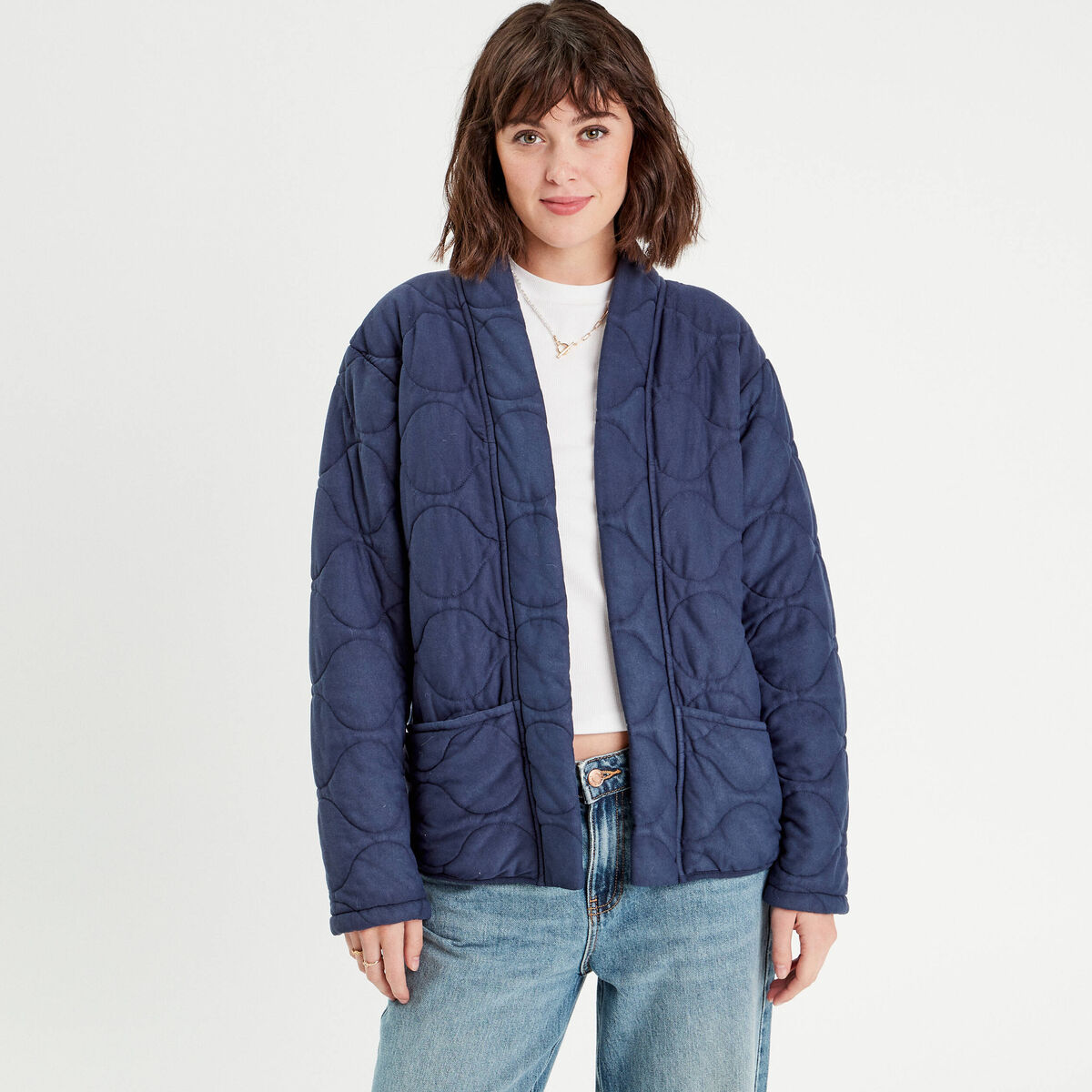 Veste matelassée bleu marine femme
