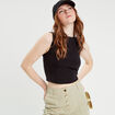 Débardeur cropped noir femme