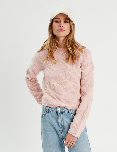 Pull manches longues rose clair femme