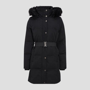 Doudoune droite ceinturée noir femme