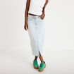 Jupe droite midi en jean 5 poches denim bleach femme