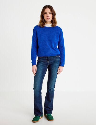 Pull manches longues bleu electrique femme