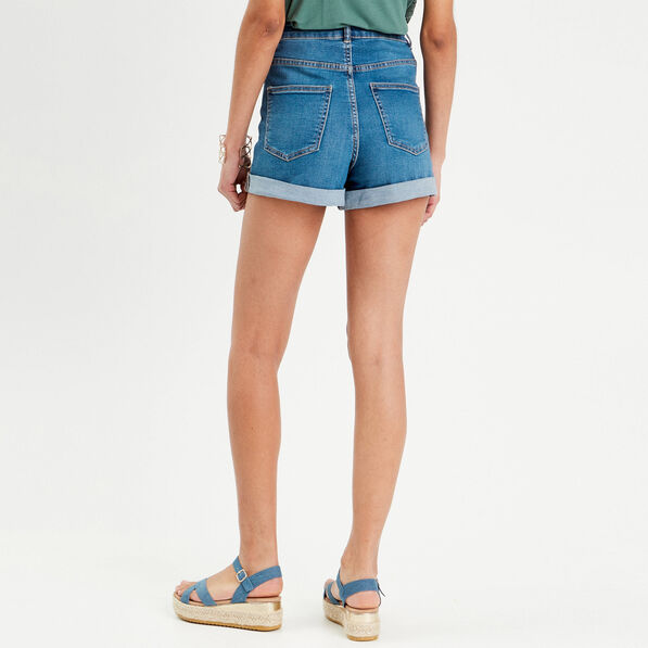 Short droit en jean denim stone femme