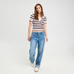Pull manches courtes col polo blanc femme