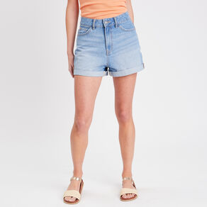 short mom taille haute en jean denim double stone femme Short mom taille haute en jean denim double stone femme