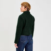 Veste bouclette boutonn&eacute;e vert fonc&eacute; femme