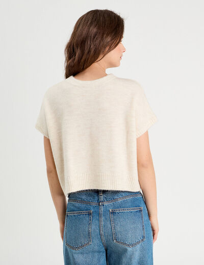 Pull dos devant détail noeud sable femme