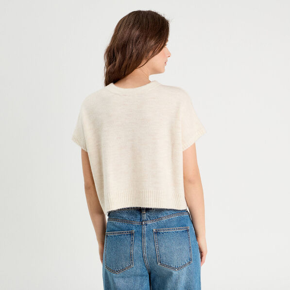 pull dos devant detail noeud sable femme Pull dos devant détail noeud sable femme