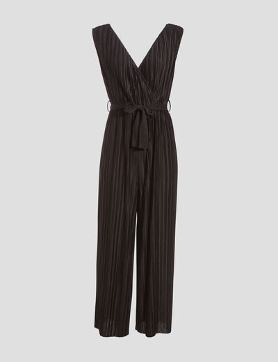 Combinaison pantalon plissée noir femme