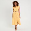 Robe chemise midi contenant du lin jaune femme