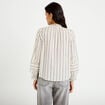Blouse ajour&eacute;e manches longues blanc femme