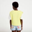 Gilet barman ample cropped pliss&eacute; jaune citron femme