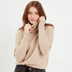Pull avec col roulé beige femme