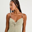 Robe longue évasée fendue vert kaki femme