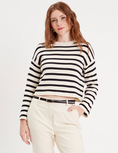 Pull court manches pagodes blanc femme