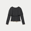 Pull cape col rond manches longues gris fonc&eacute; femme