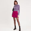 Jupe-short droite fentes violet foncé femme