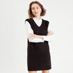 Robe pull droite 2-en-1 noir femme